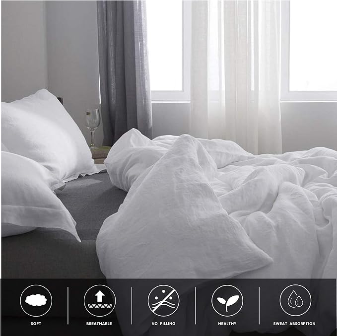 Simple&Opulence 100% Linen Duvet Cover Set 3pcs Basic Style Natural French - Image 8