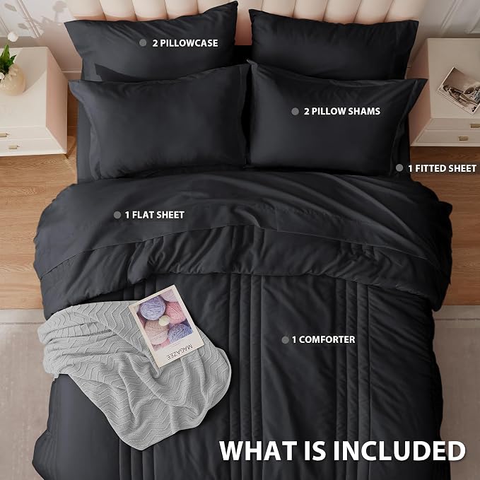 Queen Comforter Set Black - Image 4