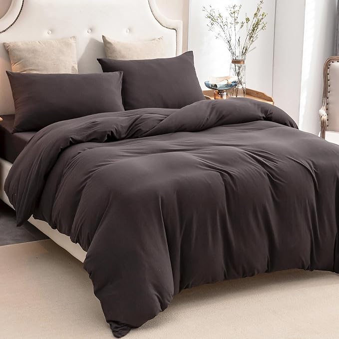 PURE ERA Jersey Knit Duvet Cover Set 100% T-Shirt Cotton Super Soft Comfy 3pc - Image 5