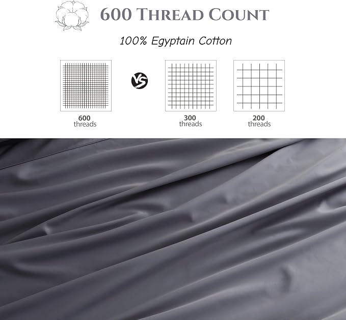 Cotton Flat Sheets Only, 600 TC 100% Cotton Flat Sheet Top Sheet Only, Full - Image 3