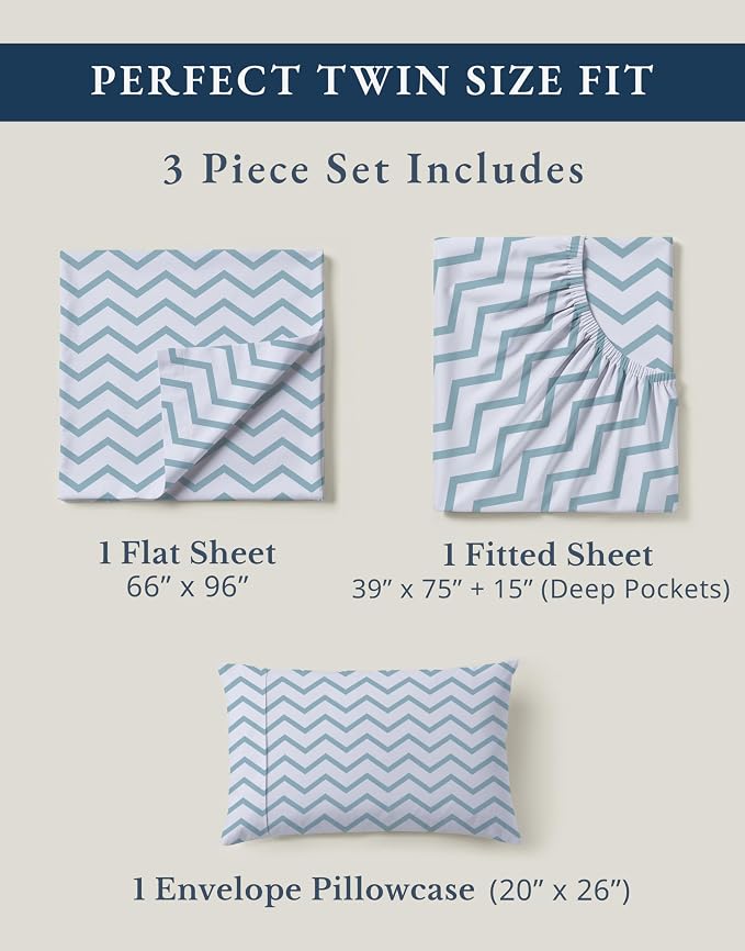 LANE LINEN 100% Organic Cotton Twin Size Bed Sheets, Fully Elasticized - Image 4