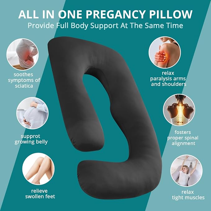 Sasttie Pregnancy Pillows for Sleeping, Jumbo U Shaped Cooling Full Body Pillow - Image 7