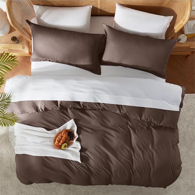 Nestl Chocolate Brown California King Duvet Cover Sets - Image 5