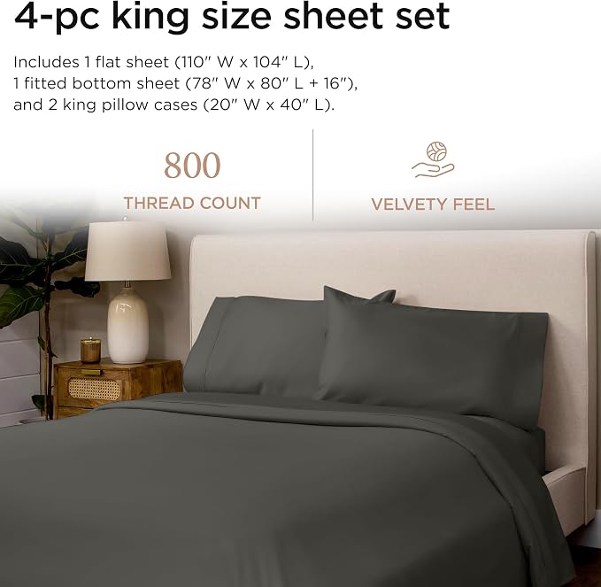 Threadmill Luxury 800 Thread Count King 100% Cotton Sheets - Image 2