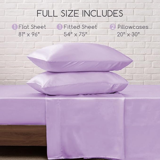 MR&HM Satin Bed Sheets with Elastic Corner Straps, Full Size Sheets Set - Image 7
