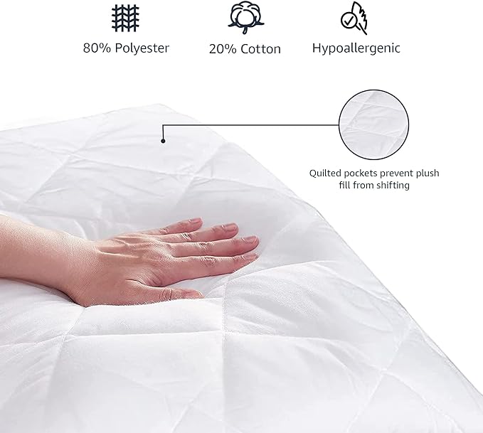 Amazon Basics Hypoallergenic Breathable Quilted Mattress Topper Pad, 18 Inches - Image 3