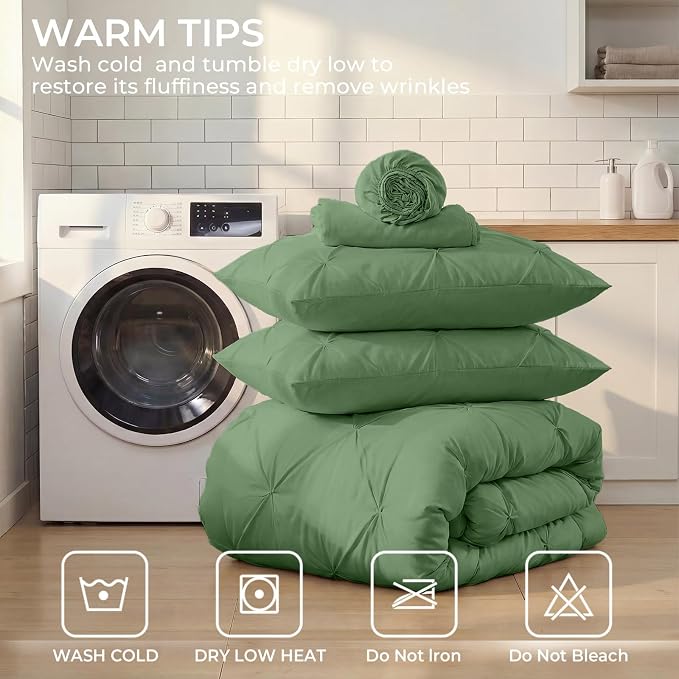 Sasttie Twin Comforter Set, 5-Piece Bed in a Bag, Pintuck Bedding Sets - Image 9