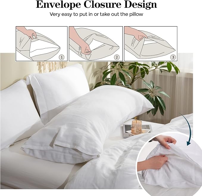 Simple&Opulence Body Pillow Cover 20" x 54", 100% Pure Linen, Ultra Soft and - Image 2