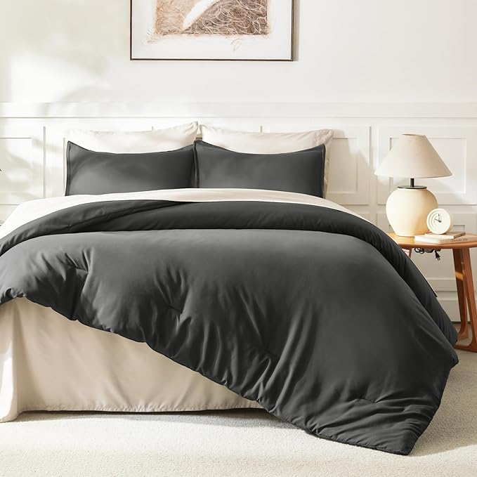 Litanika Comforter Set Dark Grey Oversized King Size, 3 Pieces Lightweight - Image 6