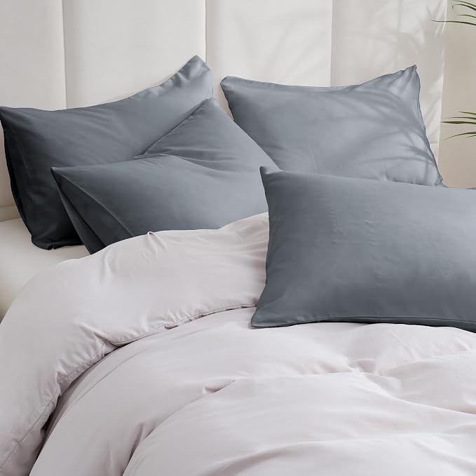 ZPECC Dark Gray Pillow Cases Queen Size Set of 4, 20x30 Envelope Closure - Image 2