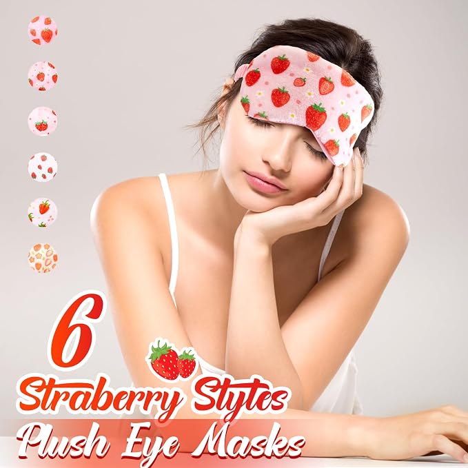 Cuffbow 6 Pack Plush Sleep Mask Set, Cute Plush Eye Masks - Image 4