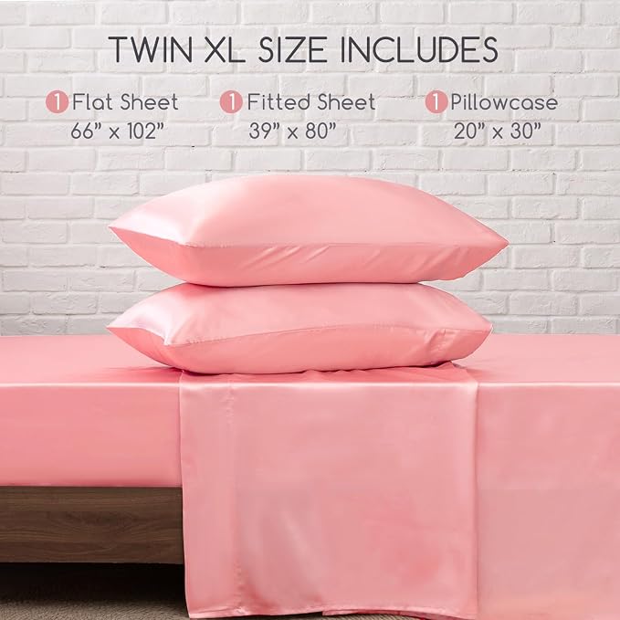 MR&HM Satin Bed Sheets, Twin XL Size Sheets Set - Image 7
