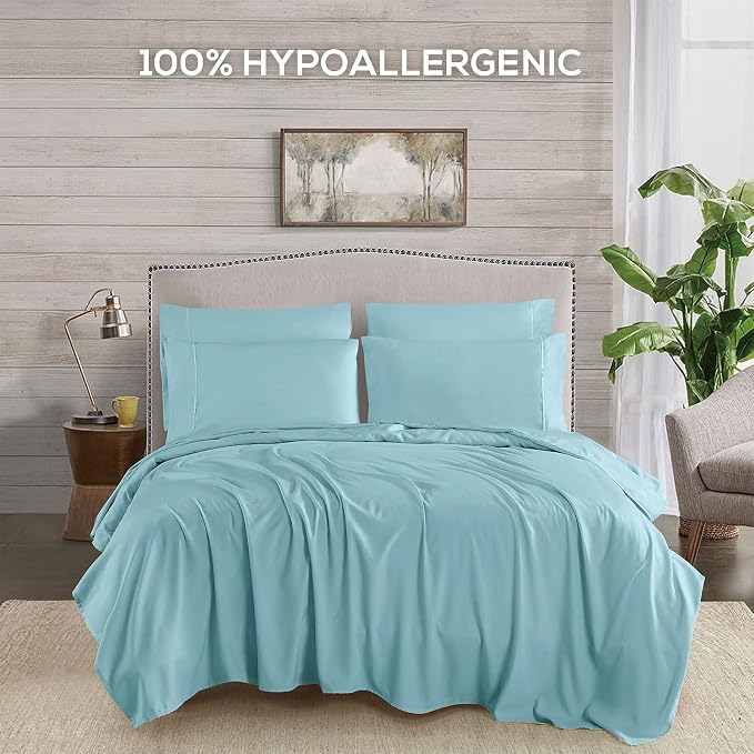 Mueller Luxury 6 PC Full Size Bed Sheets, Super Soft 1800, Deep Pocket up to - Image 5