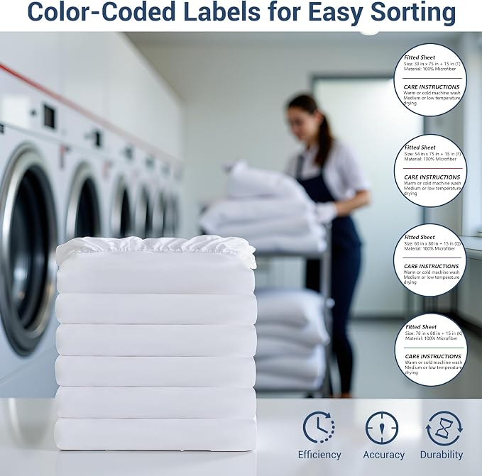 White Bulk Queen Fitted Sheet Only Deep Pocket 6 Pack, Quick Sort Bottom Bed - Image 6