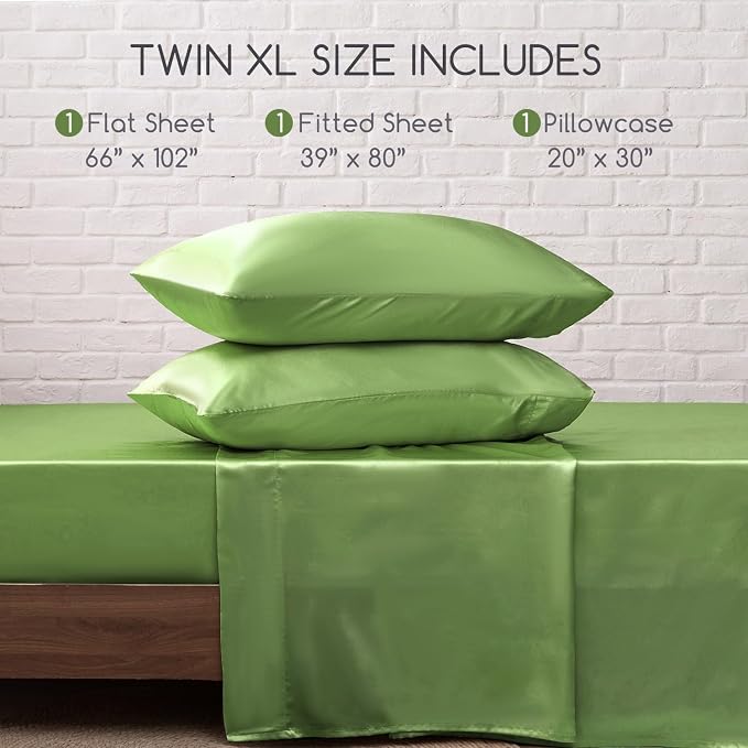 MR&HM Satin Bed Sheets, Twin XL Size Sheets Set - Image 7