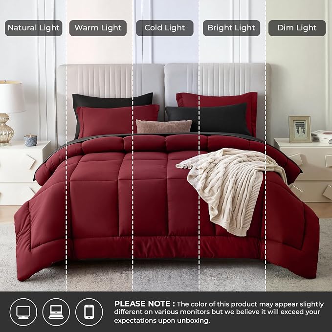 Sasttie Twin Comforter Set, 5 Pieces Reversible Bed in a Bag Twin, Complete - Image 8