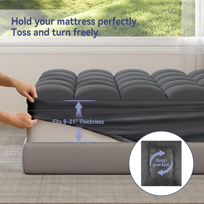 ELEMUSE Full Grey Mattress Topper - Image 4