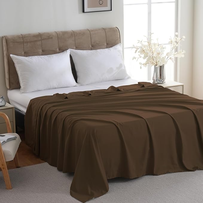 ZPECC Twin Flat Sheet Only 6 Pack, Durable Brown Top Bed Sheets Hypoallergenic - Image 2