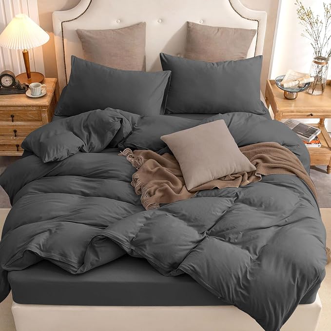 PURE ERA Jersey Knit Duvet Cover Set 100% T-Shirt Cotton Super Soft Comfy 3pc - Image 3