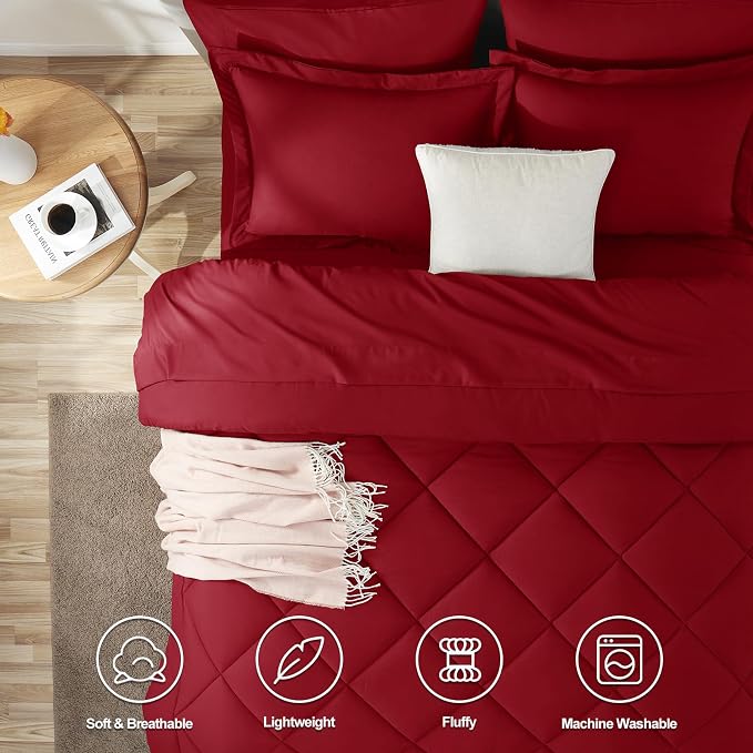CozyLux King Size Comforter Set Dark Red - Image 2