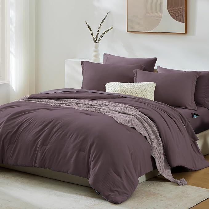 WRENSONGE Full Size Comforter Set- 7 Pieces Artic Plum Bed in a Bag Full Size - Image 2