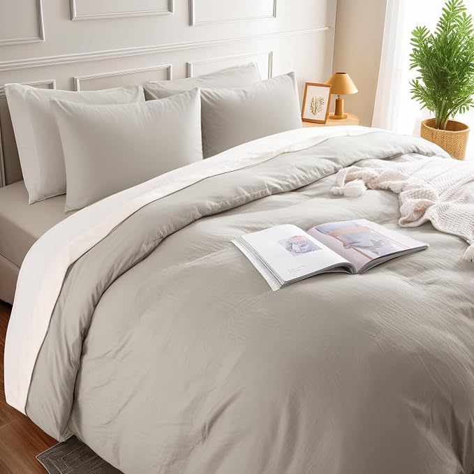 NEXHOME PRO Duvet Cover Full Size, 100% Washed Cotton Orgnic Linen Like - Image 4