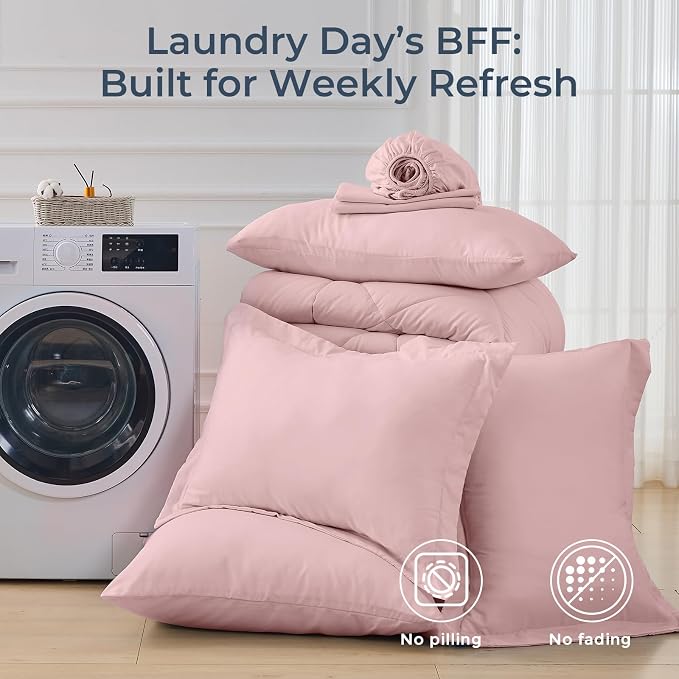 HEVUMYI Dusty Pink Cali-King Comforter Set - Image 7