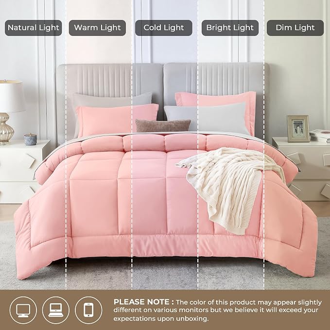Sasttie Queen Comforter Set, 7 Pieces Reversible Bed in a Bag Queen, Complete - Image 7