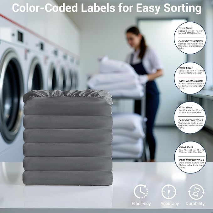Bulk King Fitted Sheet Only Deep Pocket 6 Pack, Quick Sort Bottom Bed Sheets - Image 6