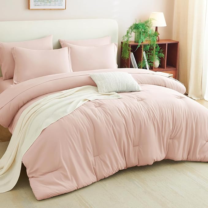 CozyLux Full Size Comforter Sets Blush Pink, 7 Pieces Bed in a Bag Full - Image 7