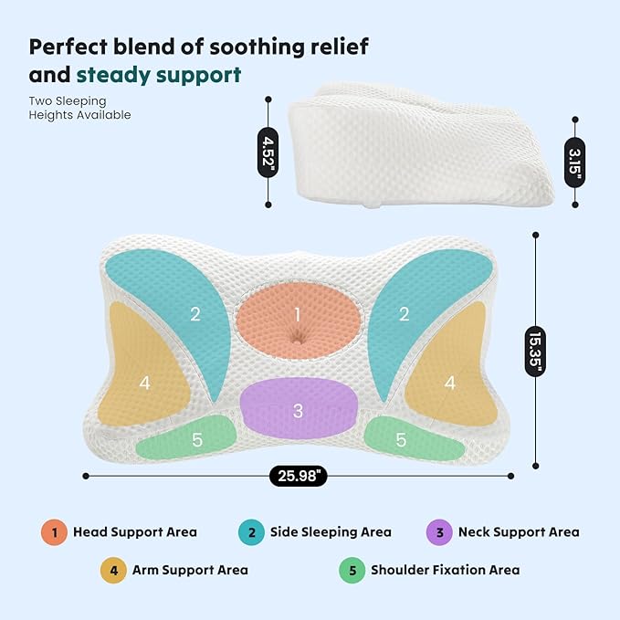 DUMOS Cervical Neck Pillow Set of 2, Memory Foam Contour Pillow - Image 8