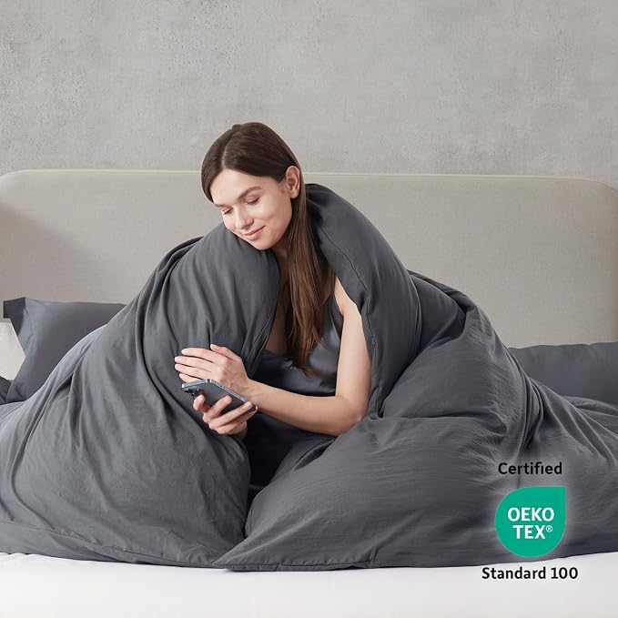 Nestl Dark Grey Duvet Cover King Size - Image 3