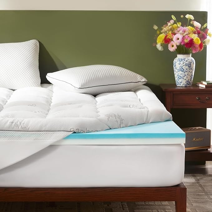 BEDLORE 4 Inch Memory Foam Mattress Topper Twin XL, 2-in-1 Dual Layer Design by Bedlore