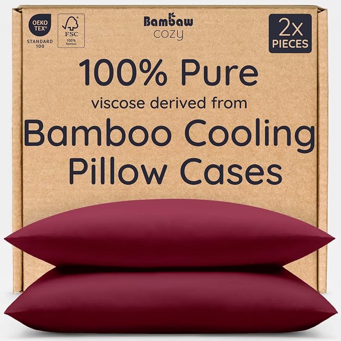 Bambaw 100% Viscose Derived from Bamboo Pillow Cases Queen Size Set of 2 by Bambaw
