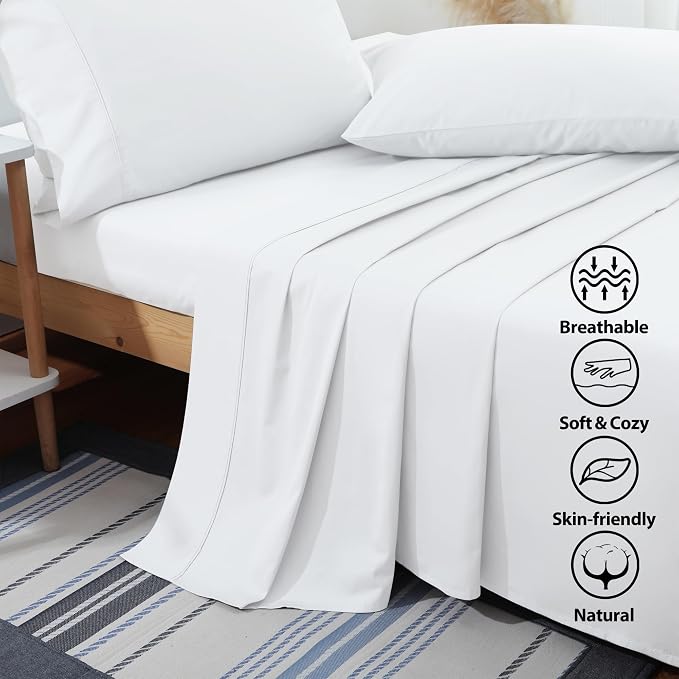 Flat Sheet Only 2 Pack, Queen Size 400 Thread Count 100% Egyptian Cotton Flat - Image 2