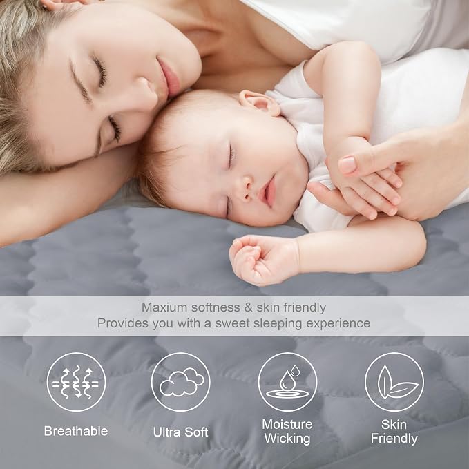 Full Size Mattress Protector Pad Waterproof Quilted, Breathable & Cooling Full - Image 2