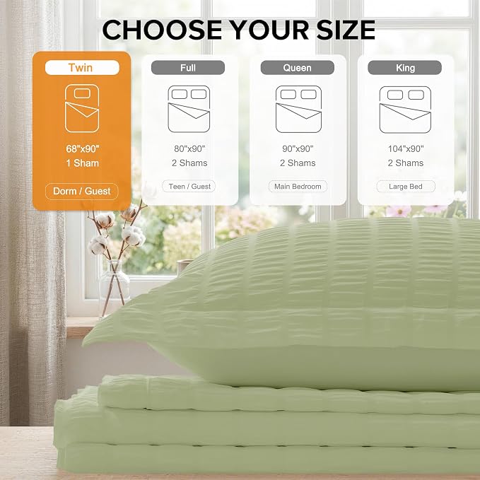 Cozyide Green Twin Duvet Cover, 2 Pieces Bedding Duvet Covers, Soft Breathable - Image 3