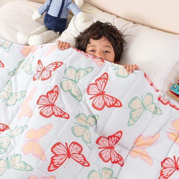 Sivio Weighted Blanket 5lbs, Butterfly Friends Cooling Weighted Lap Blanket by Sivio
