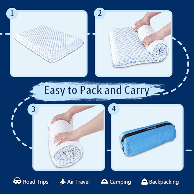 Stomach Sleeping Pillow for Stomach & Back Sleepers, Cooling Gel Thin Memory - Image 4