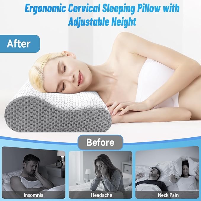 CloudBliss Memory Foam Pillow, Ergonomic Neck Contour Cervical Pillow - Image 6