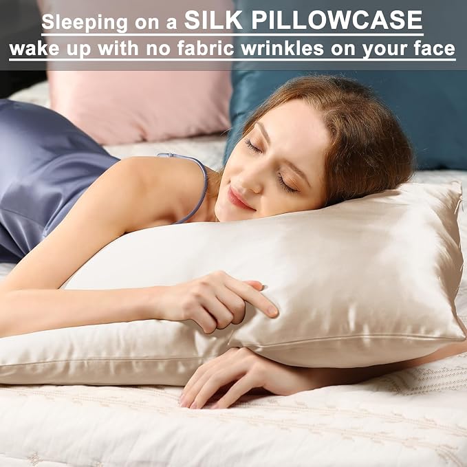 Ravmix Silk Pillow Cases with Zipper, 21momme Mulberry Silk Pillowcase - Image 2