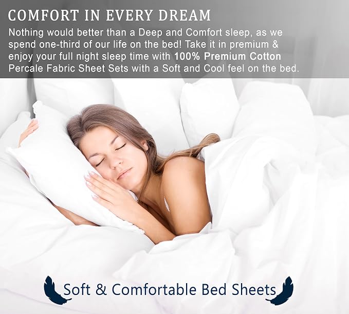 RUVANTI 100% Cotton Sheets – California King Percale Bedding, Cooling & - Image 9