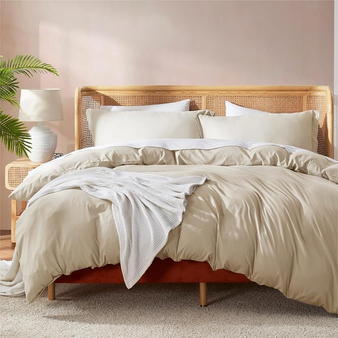 Nestl Beige Cream Duvet Cover King Size by Nestl
