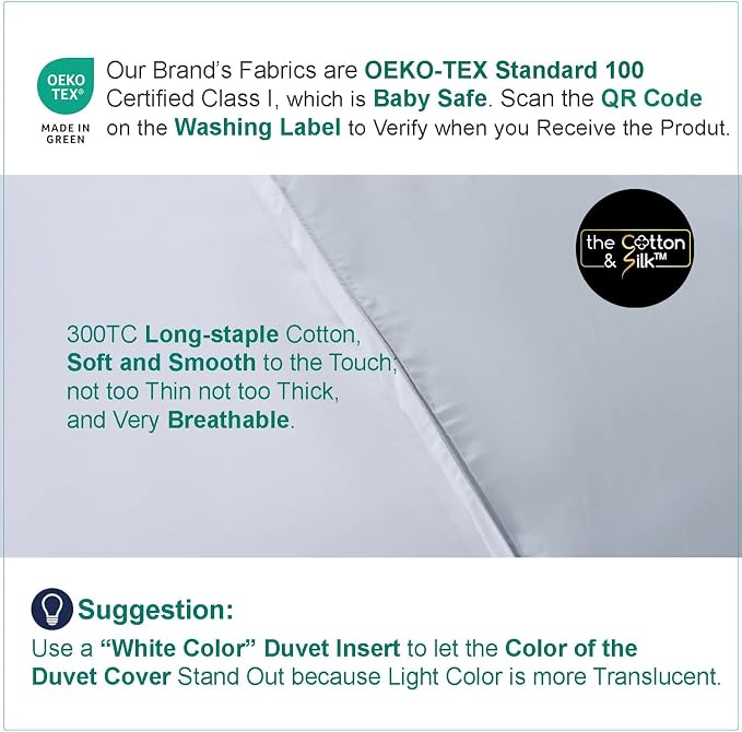 THE COTTON & SILK® 100% Luxury Long-Staple Cotton Duvet Cover Set - Image 7
