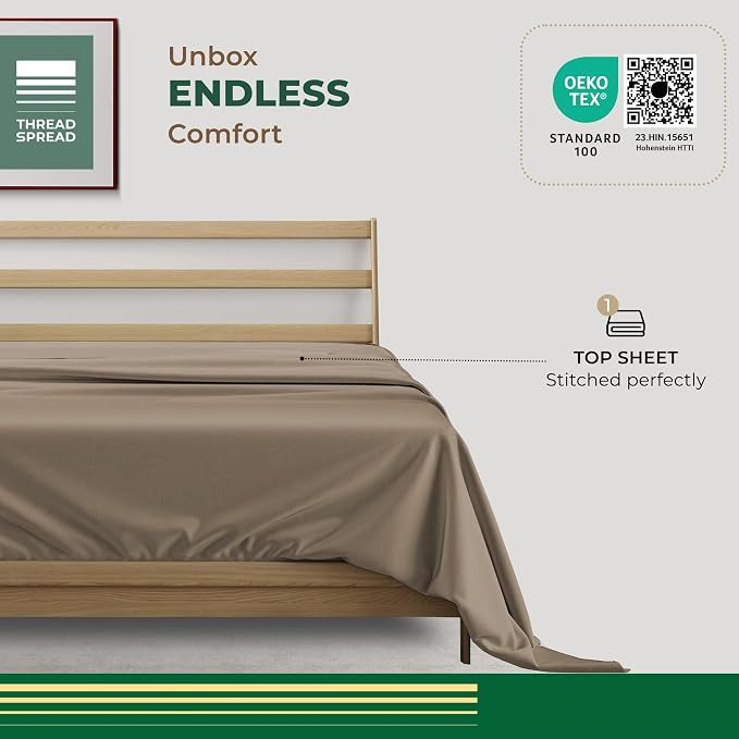 THREAD SPREAD 100% Organic Cotton Percale Flat Sheet Full Size - Image 3