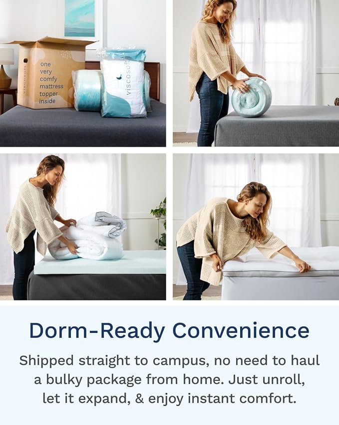 ViscoSoft 3 Inch Pillow Top Memory Foam Mattress Topper Twin XL - Image 7