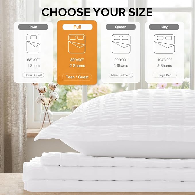 Cozyide White Duvet Cover Full Size, 3 Pieces Bedding Duvet Covers, Soft - Image 3