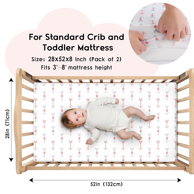 Yoofoss Baby Crib Sheets for Boys Girls, Fitted Crib Sheet 2 Pack for Standard - Image 2
