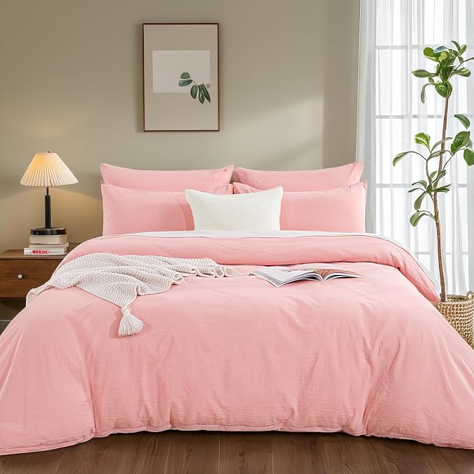 NEXHOME PRO Duvet Cover Full 100% Washed Cotton, Organic Natural Linen Like - Image 2