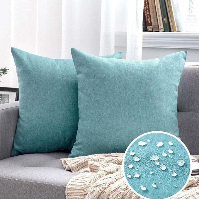 MIULEE Pack of 2 Decorative Outdoor Solid Waterproof Throw Pillow Covers Faux - Image 7